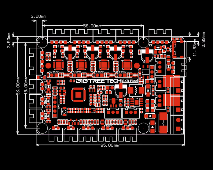 BIGTREETECH SKR Pico 3D Tulostimen Emolevy – RP2040, TMC2209 UART, Klipper yhteensopiva
