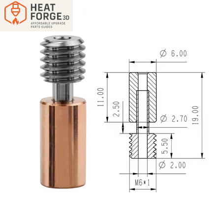 Bimetal Heatbreak Max 500°C | TC4 Ti + Kuparipäällyste, Maks. 500 °C