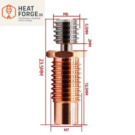 Bimetal Heatbreak Max 500°C | TC4 Ti + Kuparipäällyste, Maks. 500 °C