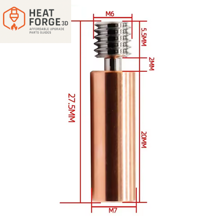 Bimetal Heatbreak Max 500°C | TC4 Ti + Copper coating, Max. 500 °C