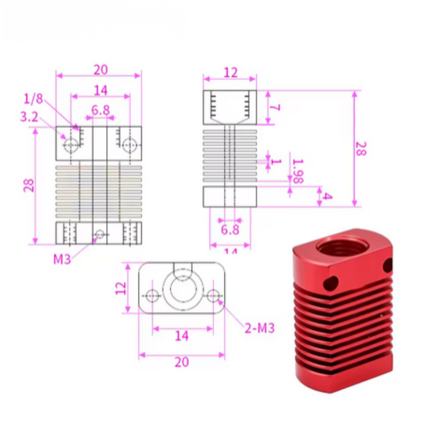 MK10-alumiininen jäähdytyssiili  Ender 3 / CR-10